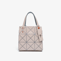 Sac fourre-tout carré géométrique en PU pour femmes, portable, imperméable, avec fermeture ouverte, style décontracté, doublure, 5 couleurs en stock