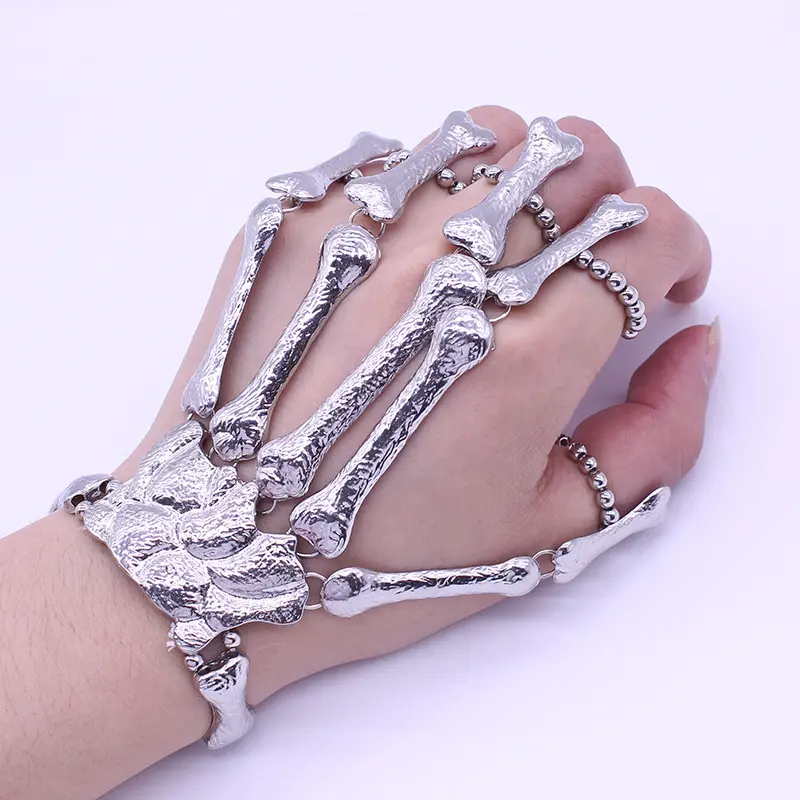 Punk Skull Bracelets Hand Bangles Flexible Metal Bracelets for Women Men Hip Hop Jewelry Wholesale Silver Bracelet