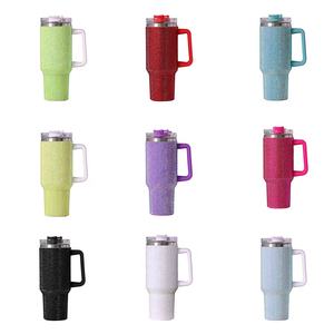 Nouvelle tasse isotherme 40oz avec poignée, en acier inoxydable 304, isolée sous vide, avec couvercle et paille, pour le camping - Product Image 2
