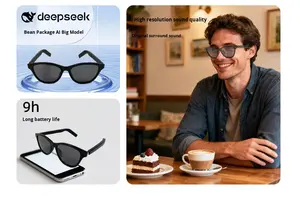 Lunettes intelligentes IA transfrontalières très vendues pour la traduction multilingue, monture fine, solution anti-reflet bleue, noires, intelligentes - Product Image 5