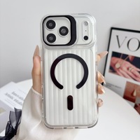 Coque de protection transparente magnétique avec support d'appareil photo intégré et protection d'objectif pour iPhone 18 17 16 15, antichoc et compatible avec la recharge sans fil