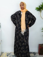 Robe longue à col imprimé floral, prête à être expédiée en 2026, Abaya à manches longues, grande taille pour Ramadan et Eid