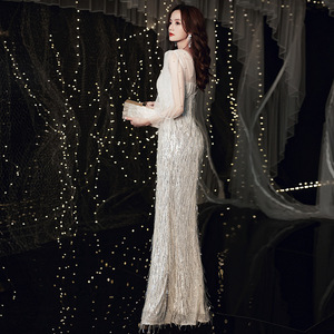 Gold Sequined Mermaid Evening Gown Sweetheart Neckline Long Dress For Banquets And Events - Product Image 4