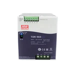 Meanwell-fuente de alimentación de carril Din, TDR-960-24, 24V, 40A