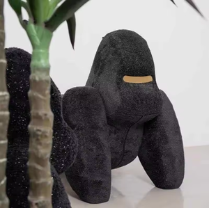 현대적인 고릴라 모양의 바퀴 달린 라운지 의자, 조형적인 액센트 의자, 아파트 거실용 패브릭+금속 가구 - Product Image 4