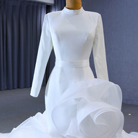Jancember Rsm231014 Robe de mariée élégante sirène à col haut et volants et à lacets
