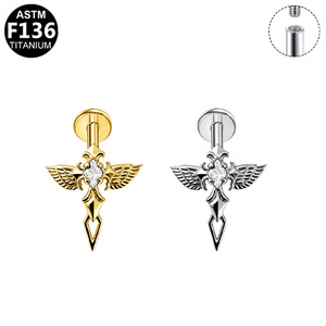 <b>Titanium</b> Beauty Cross Rose Snake Ear <b>Stud</b> Fashionable Cartilage Jewelry ASTM F136 <b>Titanium</b> Alloy Earring Piercing Jewelry - Product Image 4