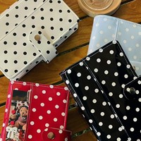Carnet de budget A6 rose à pois rétro, à 6 anneaux, rechargeable, avec pochettes pour cartes et autocollants