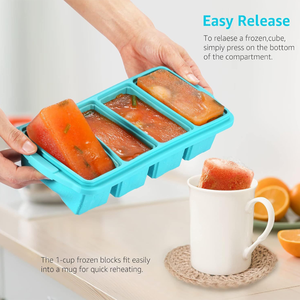 Vente en gros grand récipient de stockage d'aliments surgelés en plastique silicone personnalisé 4 trous cubes <span class=keywords><strong>rectangle</strong></span> pour aliments surgelés et ingrédients - Product Image 4