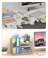 Porte-stylos transparent, organisateur de bureau, rangement de bureau en maille métallique, organiseur de documents, de fichiers et de papiers, plateau organisateur avec tiroir pour bureau