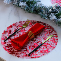 Napperons de Table Ronds de Luxe Jetables Effet Maille Dorée pour Noël, Mariages, Anniversaires et Décoration de Fête