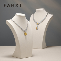 Présentoir à Colliers en Lin Beige, Buste Mannequin pour Bijoux, Support pour Comptoir de Magasin, Vitrine, Vente en Gros, Logo Personnalisé