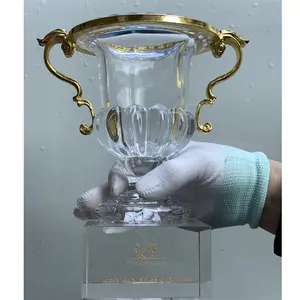 ADL New Design Elegant Metal Crystal Cups Trophy Glass Awards Crystal Employee Recognition Awards Team Work Award