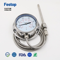 Wtq-280 Stainless Steel 304 Remote Temperature Meter OEM Customizable Pressure Type Instrument