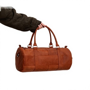 B S International 100% Genuine Cow Leather Vintage Travelling Duffle <b>Bag</b> Lightweight <b>Foldable</b> Large Capacity Zipper Portable - Product Image 5