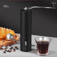 Moulin à café manuel personnalisé avec logo portable en acier inoxydable noir