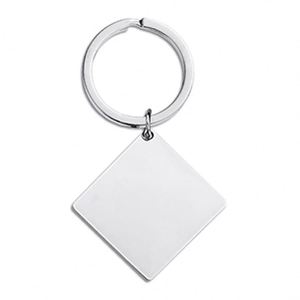 Stainless Steel Square Blank Keychain Custom Engraving Logo Silver Mirror Polished DIY Pendant Tag Making Charm <b>Metal</b> <b>Key</b> <b>Chain</b> - Product Image 2