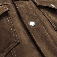 NAFA Blouson d'aviateur en cuir fendu de mouton personnalisé pour hommes avec col en cuir véritable
