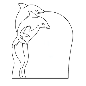 Modern Double Dolphins Granite Tombstone Black Color All Polished Except Dolphins Cemetery Use 1 Year Warranty - Product Image 5