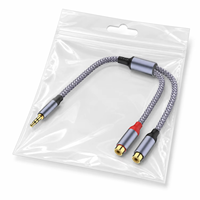 Câble audio 3,5 mm mâle vers double RCA femelle, cordon auxiliaire stéréo HiFi tressé, noyau en cuivre pour haut-parleur, home cinéma, lecteur MP3