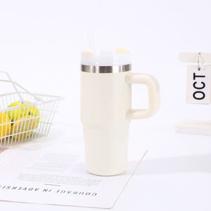 Gobelet de voyage pour voiture 14oz avec poignée, tasse isotherme sous vide, couvercle antidérapant, paille, double paroi en acier inoxydable - Product Image 4