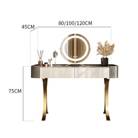 Commode de chambre à coucher compacte en ardoise de luxe italienne avec meuble de rangement, coiffeuse moderne en cuir et métal