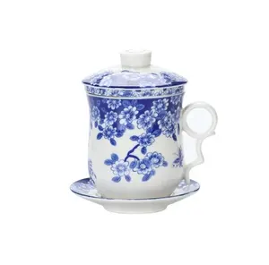 Tea Talent Porcelain Tea Cup with Infuser Lid and Saucer Sets - Chinese Jingdezhen Ceramics Coffee Mug Teacup