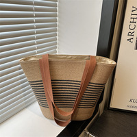 Nouveau Sac Fourre-tout Rayé Grande Capacité pour Femme, Sac Seau, Sac Tressé, Sac à Main Porté Épaule, Collection Été 2026