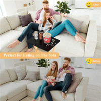 Table pliante en bambou pour regarder la télévision - Plateau de table pour manger, plateau de table pour collations, noir