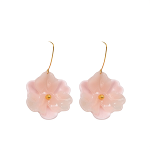 Fashion Drop Earrings Pink <b>Flower</b> Design 316L Stainless Steel PVD Gold Plating Sustainable Resistant - Product Image 2