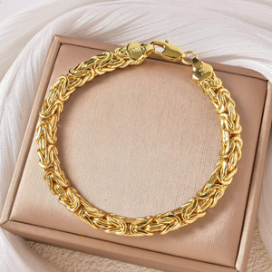 Premium Robust Layered Polished Timeless Durable Wholesale Chunky Geometric <b>Copper</b> 18K Gold Plated Chain Link <b>Bracelet</b> for - Product Image 1
