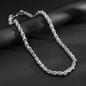 <span class=keywords><strong>Collana</strong></span> a catena a corda <span class=keywords><strong>intrecciata</strong></span> da 10 mm con zirconi ghiacciati, placcata in rodio, stile Hip Hop, gioielli Bling Iced Out, per uomo - Product Image 6