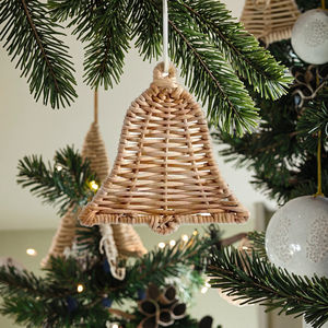 Mini Natural Rattan Bells Pendant Fashion <b>Christmas</b> Decoration Wicker Bell <b>Tree</b> <b>Hanging</b> Ornament Eco-Friendly Handicraft Decor - Product Image 5