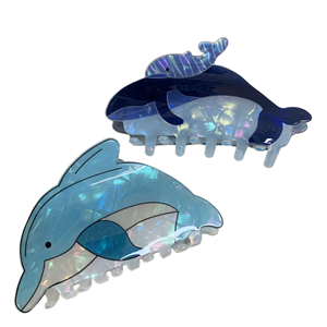 Pinzas para el Cabello con Diseño de Animales Lindos, Pinza con Diseño de Ballena Azul y Tiburón para Accesorios de Vacaciones en la Playa - Product Image 1