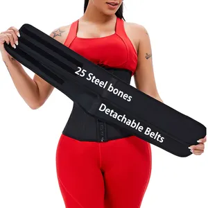 Wholesale Latex 25 Steel Bone Corset Cincher Detachable Double Compression Belt Fajas Slimming Tummy Waist Trainer