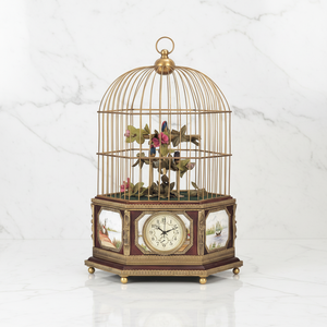Horloge de cage à oiseaux en laiton avec automaton en forme d'oiseau - Product Image 1