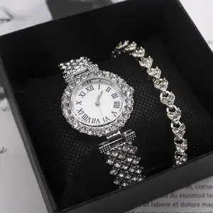 여성 시계 골드 럭셔리 브랜드 다이아몬드 시계 석영 숙녀 손목 시계 스테인레스 스틸 시계 여성 시계 선물 세트