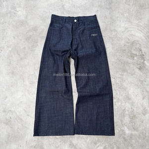 Pantalon en denim selvedge japonais brut sur mesure, coupe large, poids lourd, taille basse, pour homme, fabricant - Product Image 2