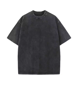 Camiseta de Hombre de Lujo con Efecto Desgastado, 100% Algodón, de Alta Calidad, Lisa, con Logotipo Vintage Personalizado, Lavado Ácido, Talla Grande - Product Image 2