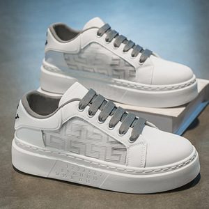 Chaussures de sport décontractées blanches tendance pour hommes, respirantes, évidées, à semelle épaisse en EVA, style polyvalent, nouvelle collection pour étudiants, doublure en maille - Product Image 4