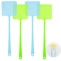 Tapette à mouches manuelle durable avec longue poignée raquette à insectes en plastique carré solide pour la lutte antiparasitaire intérieure et extérieure