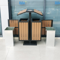 Poubelle en bois debout extérieure de 60L pour les espaces publics et les hôtels pour le conteneur de déchets et le seau de stockage de la station de recyclage