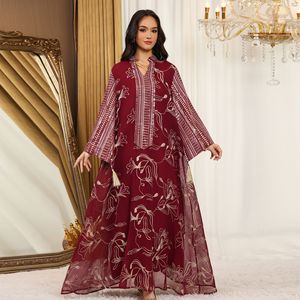 Abito Lungo Rosa Modesto con Perline per Donne Musulmane Taglia Unica in Poliestere Stile Abaya Indonesiano Marocchino per Occasioni Eid MOQ 2pz - Product Image 4