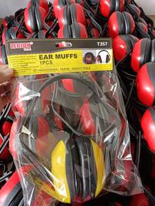 Casque d'écoute jaune et rouge avec écran facial pour équipement de protection personnelle de réduction du bruit des travailleurs de jardin - Product Image 3