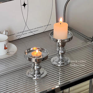 Ensemble de porte-bougies en métal Sunny Corner, finition argentée, résistant à la chaleur, décoration d'intérieur, cadeau pour bougies d'aromathérapie - Product Image 1