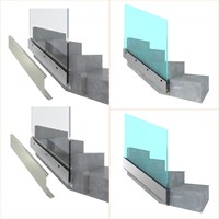 Système de balustrade en verre de clôture de balcon de terrasse extérieure rampe d'escalier en verre en aluminium à canal en U montée sur le côté pour sans cadre