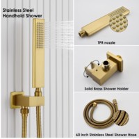 Ensemble de douche thermostatique à effet pluie de 8 pouces, robinet en laiton dissimulé à valve céramique et pression équilibrée, idéal pour les salles de bain d'appartements – Vente chaude