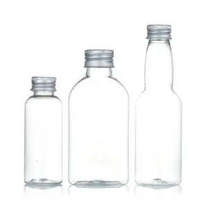 wholesale 30 ml 50ml 100ml 150ml 8 oz 250ml round pet fruit packaging plastic juice bottles with cap