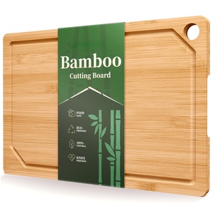 Tabla de cortar de bambú, utensilio de cocina práctico con ranuras profundas para recoger jugo, ligera y fácil de limpiar, tabla de cortar de haya - Product Image 2