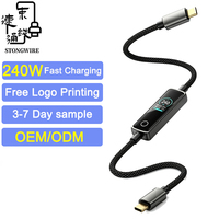 Cable de Datos USB C a USB C con Pantalla Táctil AI, 240W 5A PD3.1, Carga Rápida Tipo C, 1m 2m, Cable de Datos USB C con Trenzado de Nailon, OEM